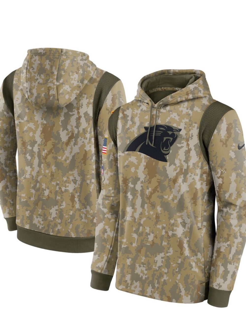 Carolina Panthers Nike Camo Salute To Service Therma Performance Hoodie